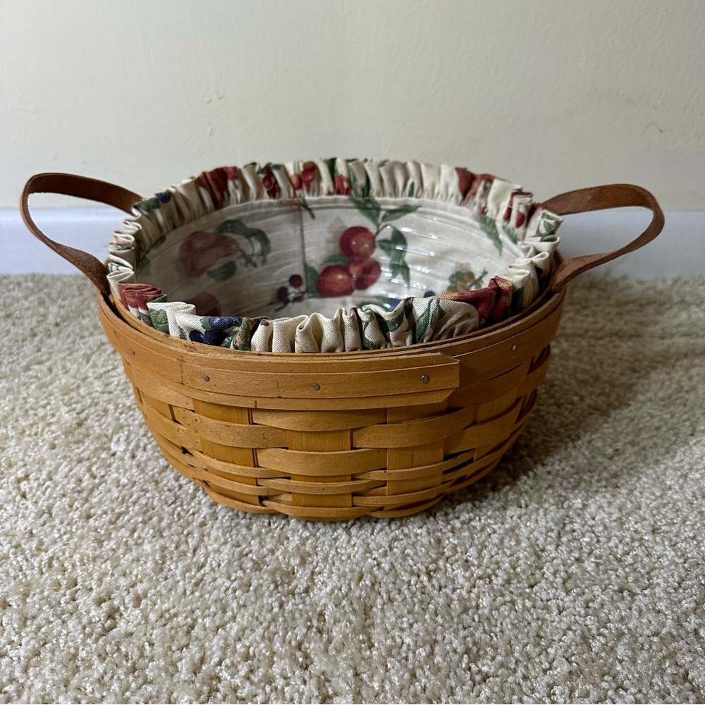 Longaberger Woven Traditions Round Basket Leather Handles‎ Protector/Liner